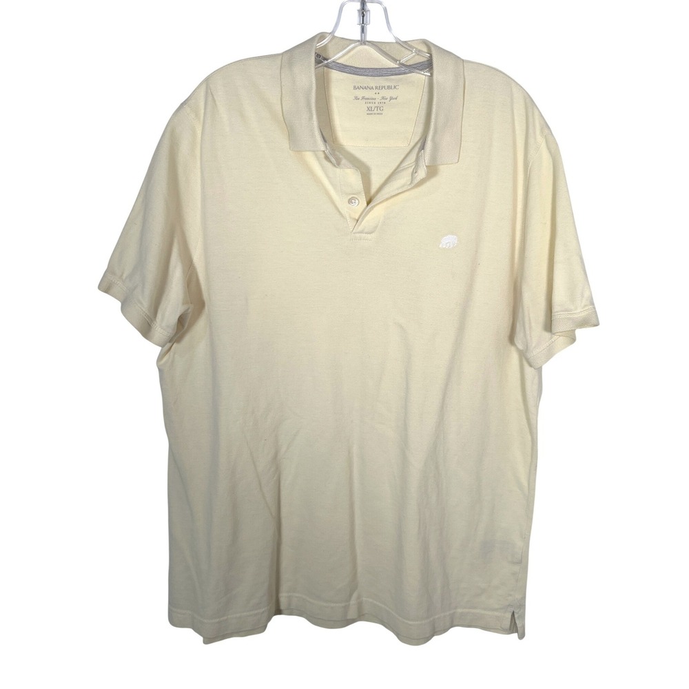 Banana Republic Butter Yellow Cotton Polo Shirt Elephant Logo Preppy XL